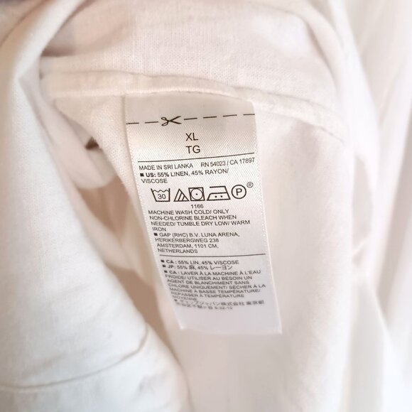 Banana Republic Linen Blend White Blouse XL Mandarin Collar Button Front - Picture 4 of 9